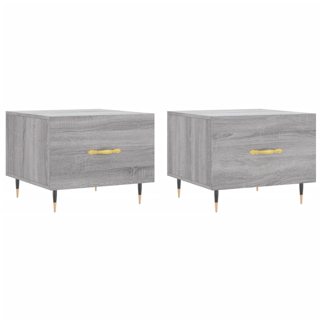 2pcs mesas de centro, mesas baixas 50x50x40 cm madeira proc. sonoma cinza