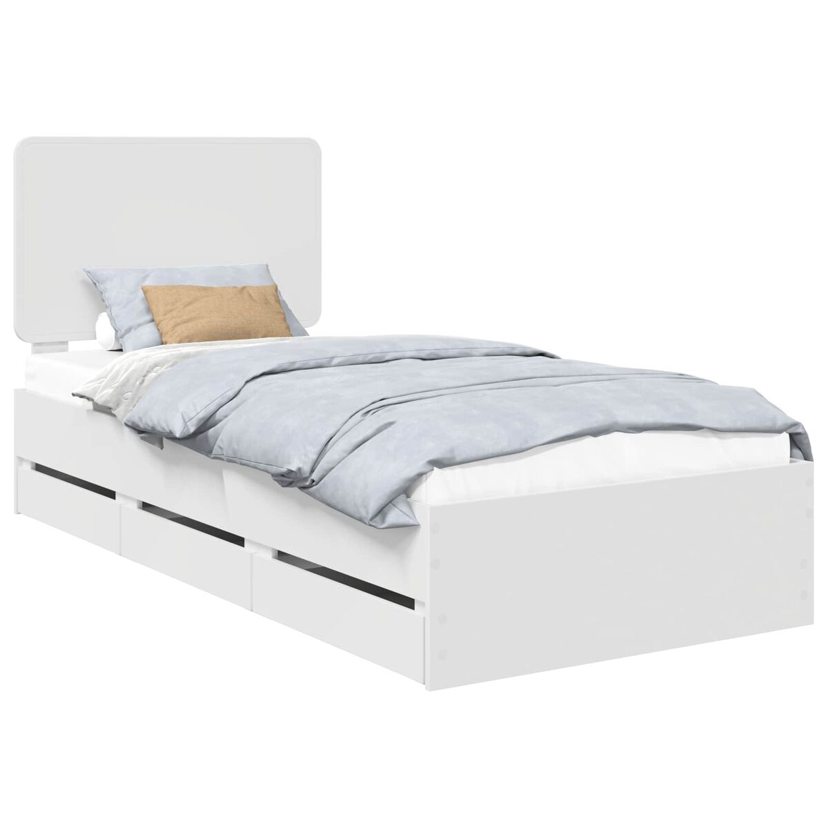 Estrutura de cama de solteiro para adultos branco 90 x 190 cm madeira de engenharia