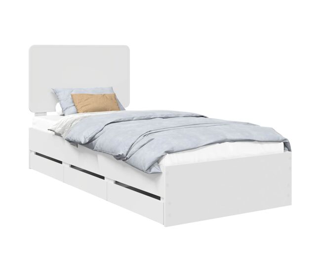 Estrutura de cama de solteiro para adultos branco 90 x 190 cm madeira de engenharia