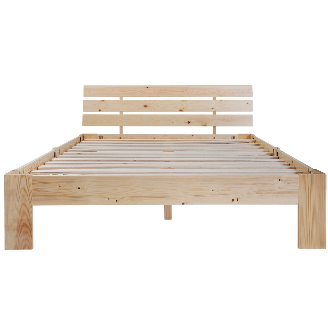 Cama de casal em madeira 200x140 cm - cabeceira, estrutura da cama com estrado, madeira maciça, design em pinho