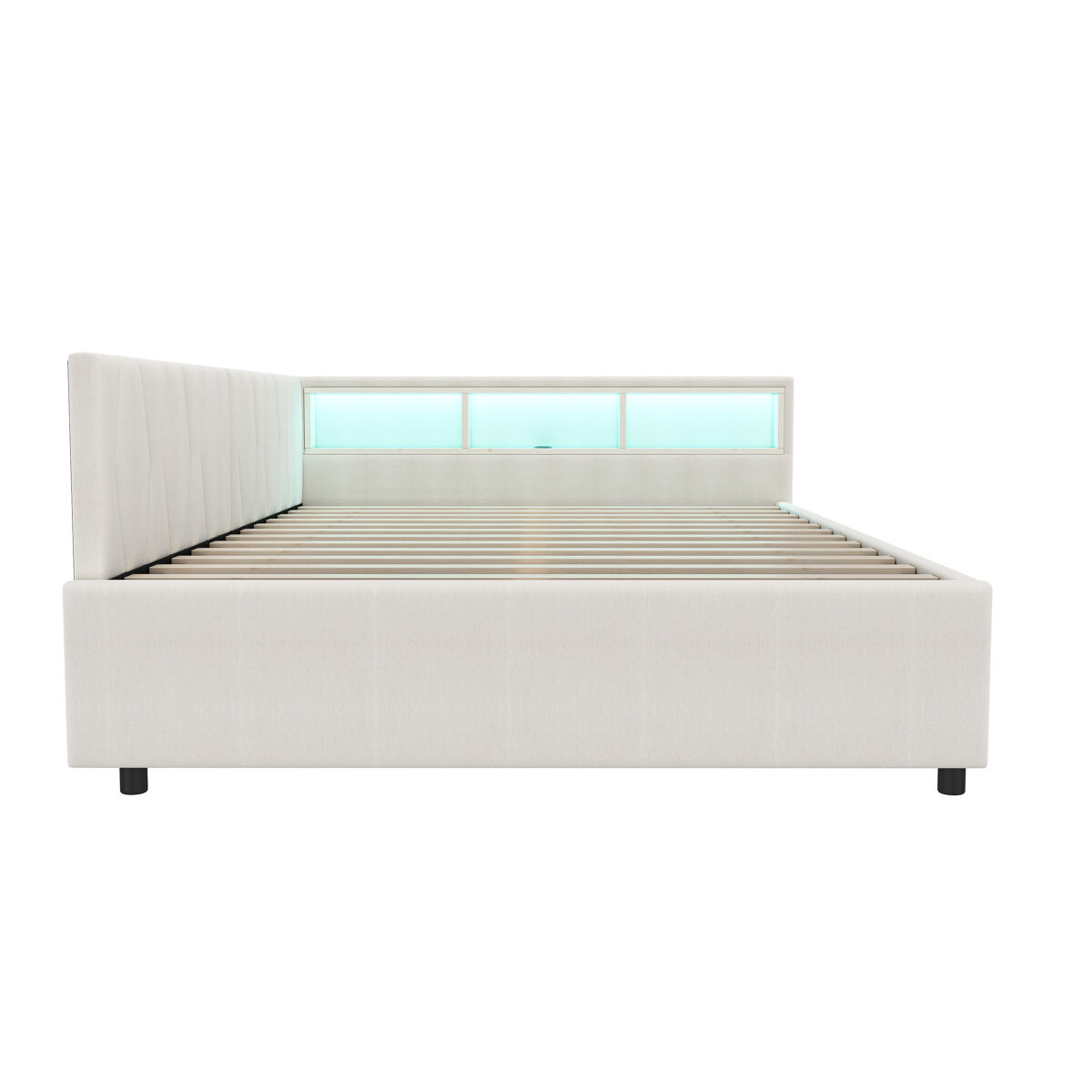 Cama de dia 140x200 cm - sofá-cama, prateleira na cama, usb + tipo c, controlo remoto para luz led ambiente, cama com duas gavetas, cama com estrado (