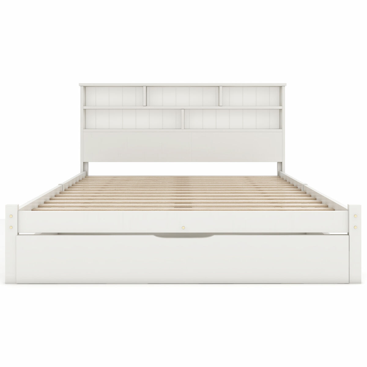 Cama de casal 140x200 cm - com gavetas e estrado, estante para jovens e adultos - branco