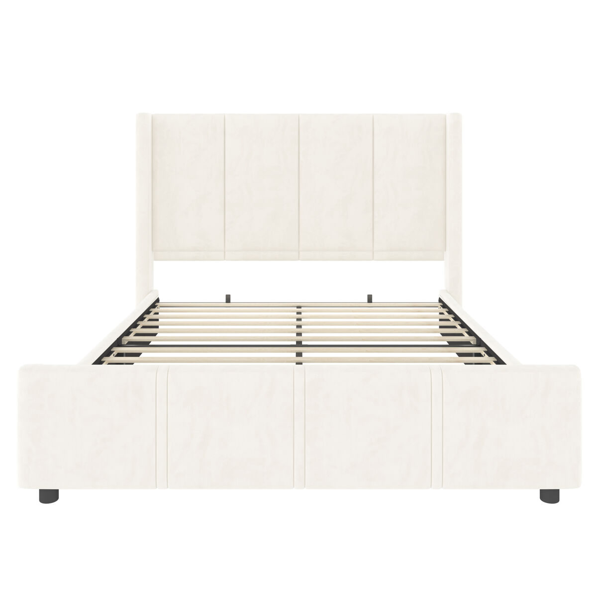 Estrutura de cama 140x200 cm - estilo moderno, cabeceira e pés altos, usb certificado, combinação de ferro e madeira - bege