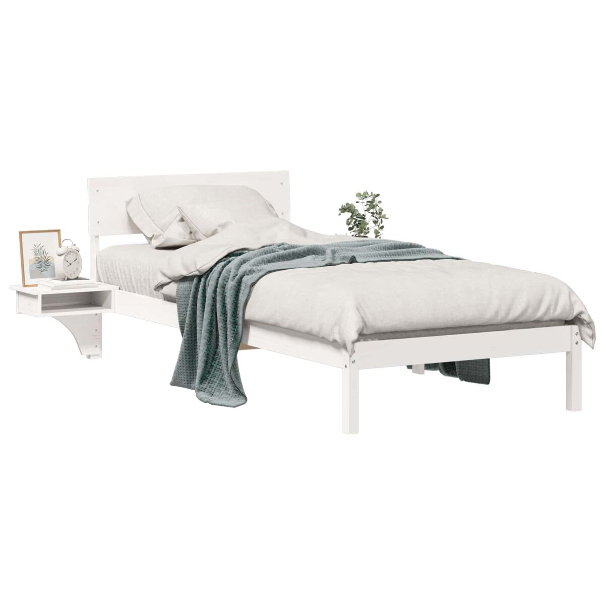Estrutura de cama de solteiro para adultos com cabeceira - branco 100 x 200 cm