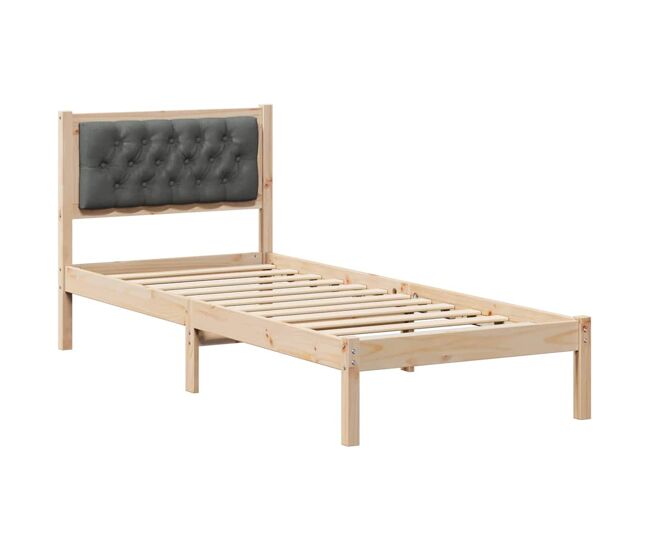 Estrutura de cama de solteiro para adultos com cabeceira cinza escuro 80 x 200 cm