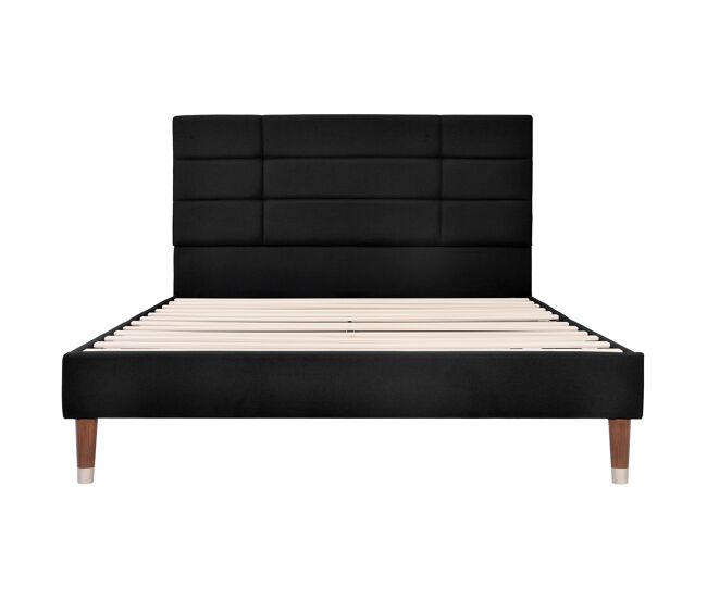Cama polsterbett 140x200cm - estrutura acolchoada com cabeceira - preto