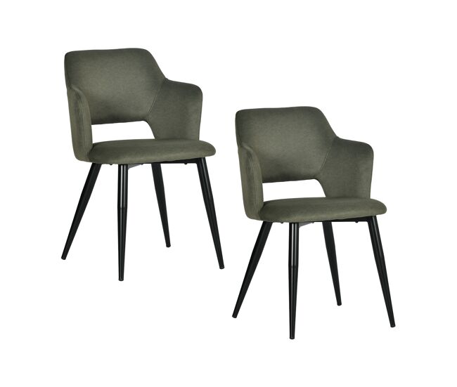 Meubles cosy conjunto de 2 cadeiras de jantar estofadas estilo nórdico, apoios de braços curvos, pés de acier, tecido pet-friendly, verde claro