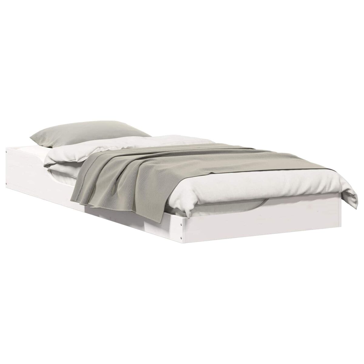 Estrutura de cama de solteiro para adultos - branco 80 x 210 cm madeira de pinheiro sólida
