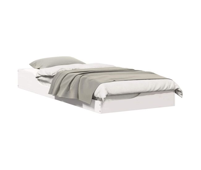 Estrutura de cama de solteiro para adultos - branco 80 x 210 cm madeira de pinheiro sólida