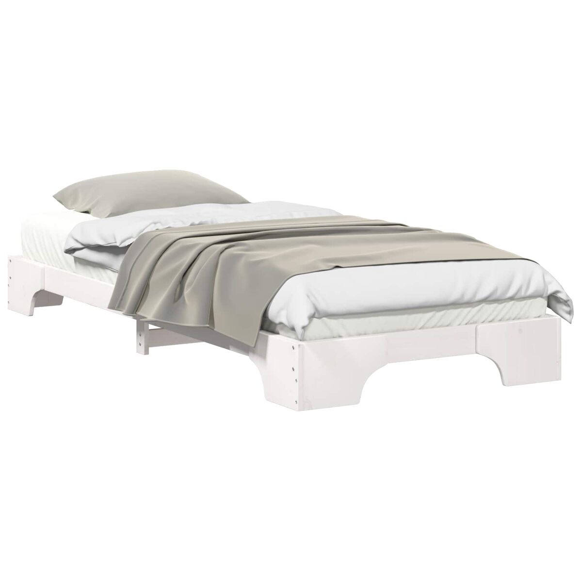 Estrutura de cama de solteiro para adultos - branco 80 x 220 cm madeira de pinheiro sólida