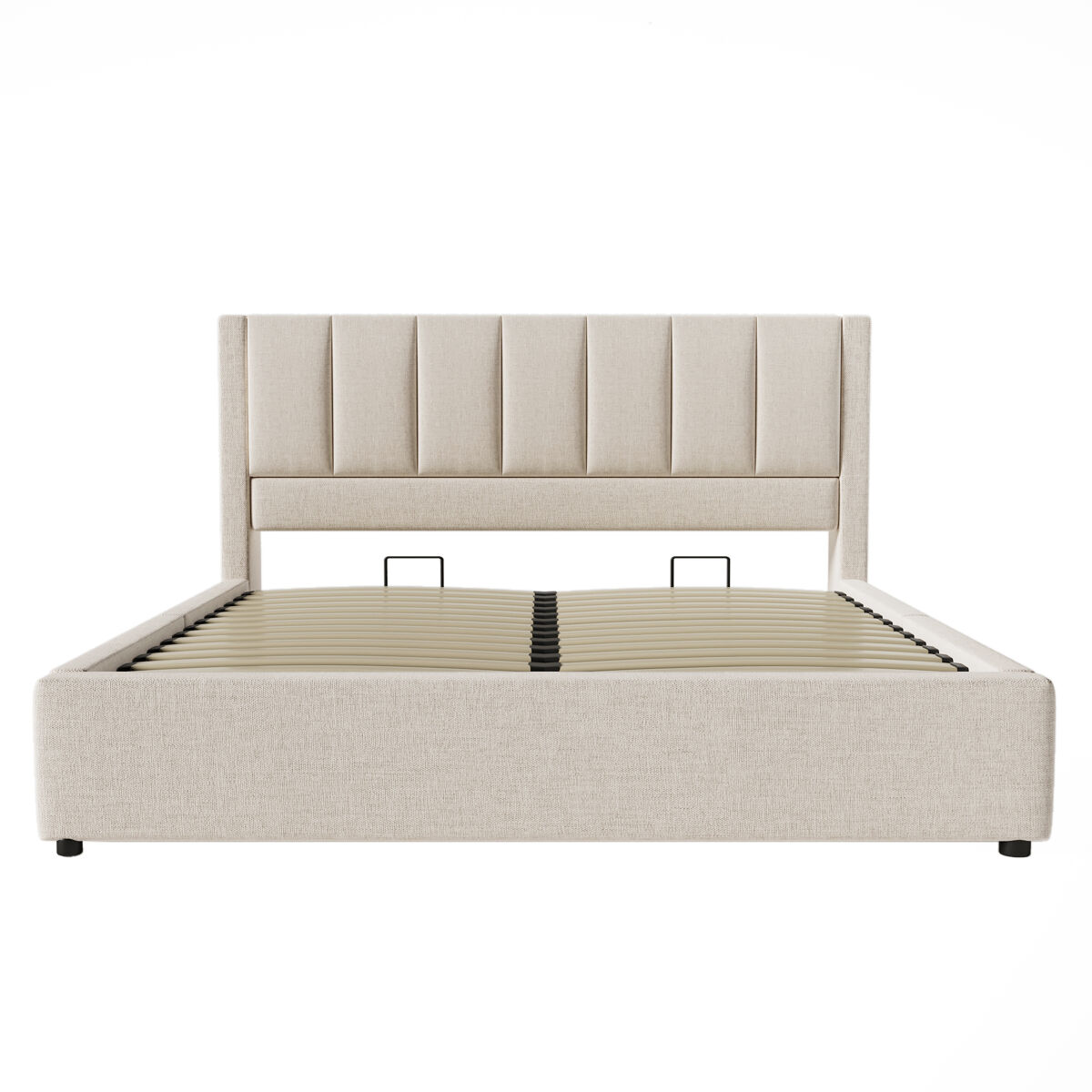 Cama estofada 160x200 cm - com suporte oculto para chávenas, estação de carregamento, arrumação - bege