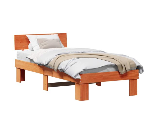 Estrutura de cama de solteiro moderno com cabeceira - marrom cera 90 x 200 cm