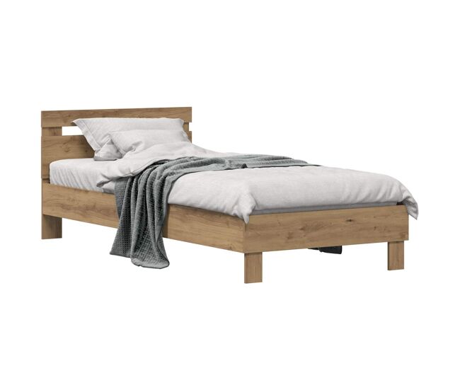 Estrutura de cama de solteiro para adultos carvalho artesanal 98.5 x 200 cm