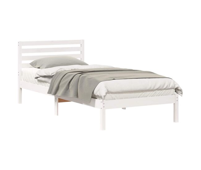 Estrutura de cama de solteiro com cabeceira - branco 100 x 210 cm