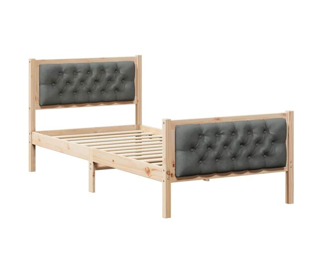 Estrutura de cama de solteiro para adultos com cabeceira cinza escuro 90 x 190 cm