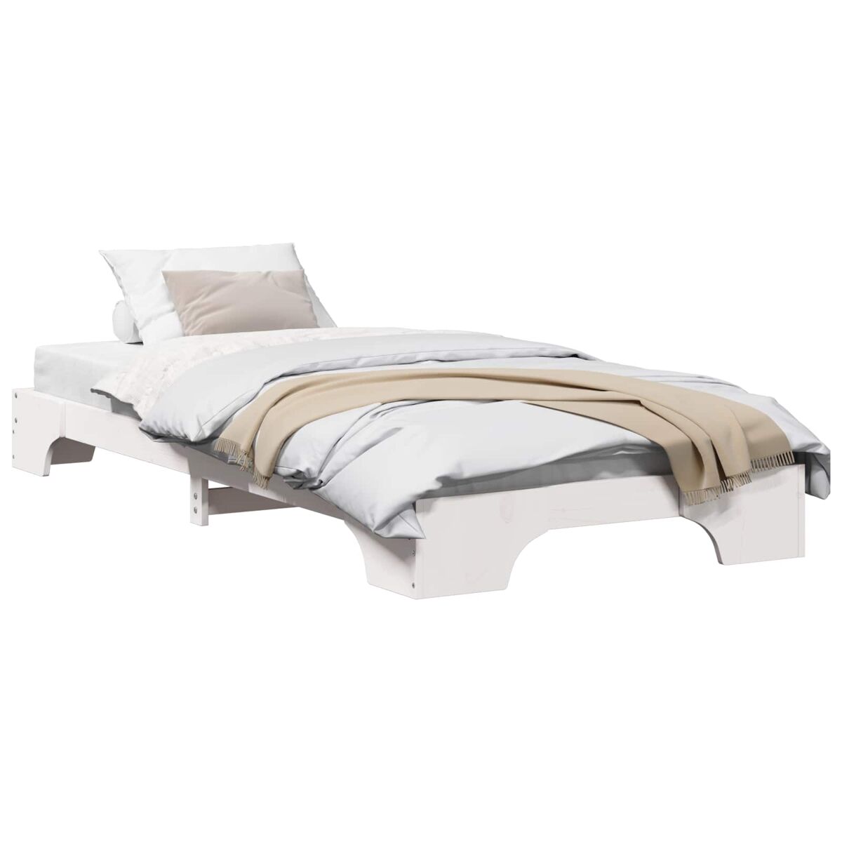 Estrutura de cama de solteiro para adultos - branco 90 x 200 cm madeira de pinheiro sólida