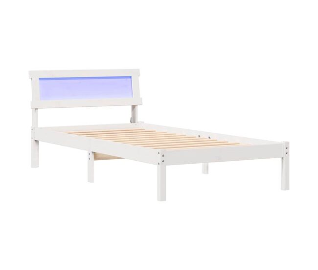 Estrutura de cama de solteiro para adultos com cabeceira - branco 100 x 200 cm