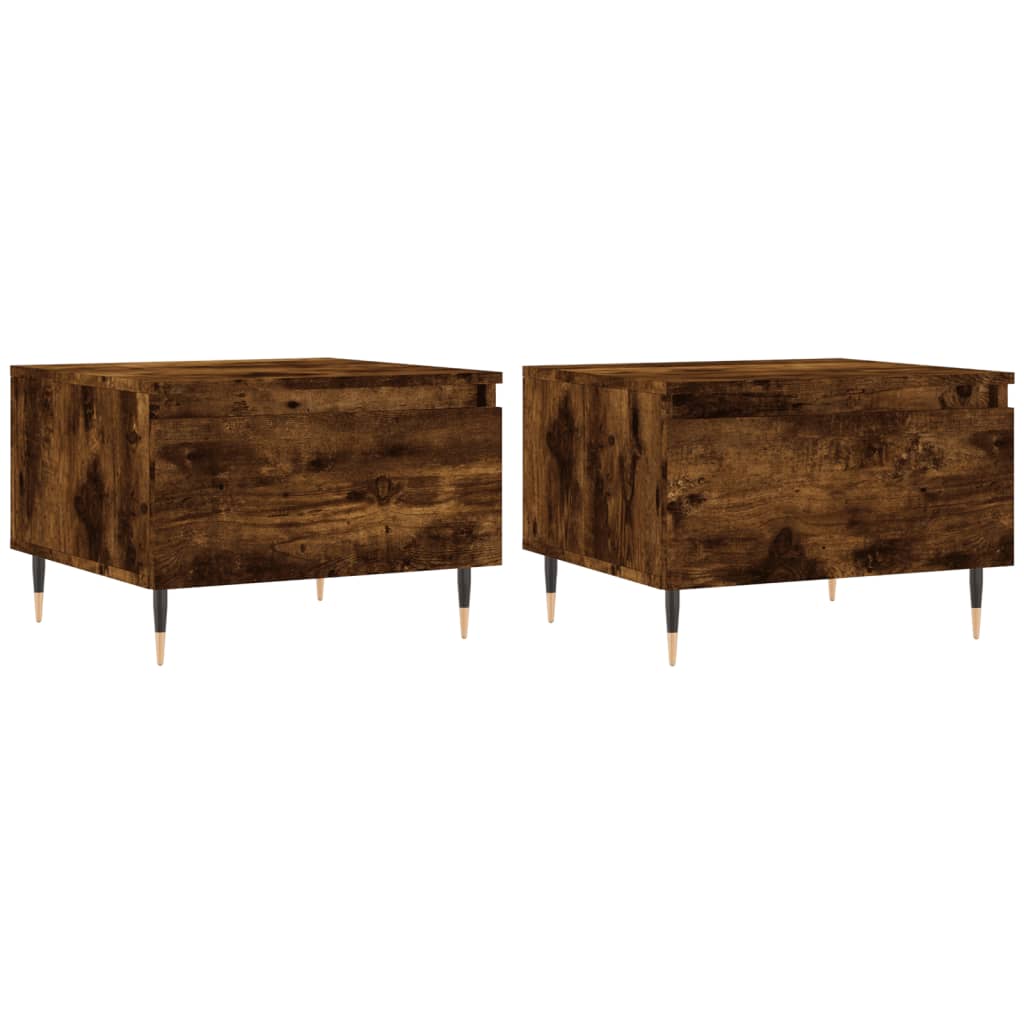 2pcs mesas de centro, mesas baixas 50x46x35cm deriv. madeira carvalho fumado