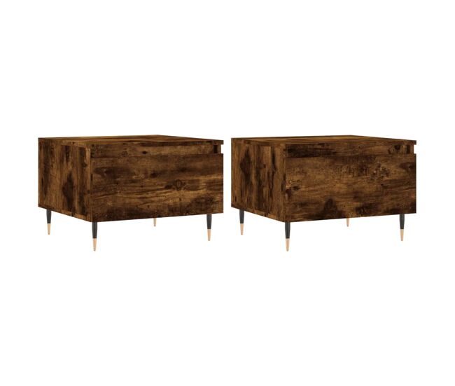 2pcs mesas de centro, mesas baixas 50x46x35cm deriv. madeira carvalho fumado