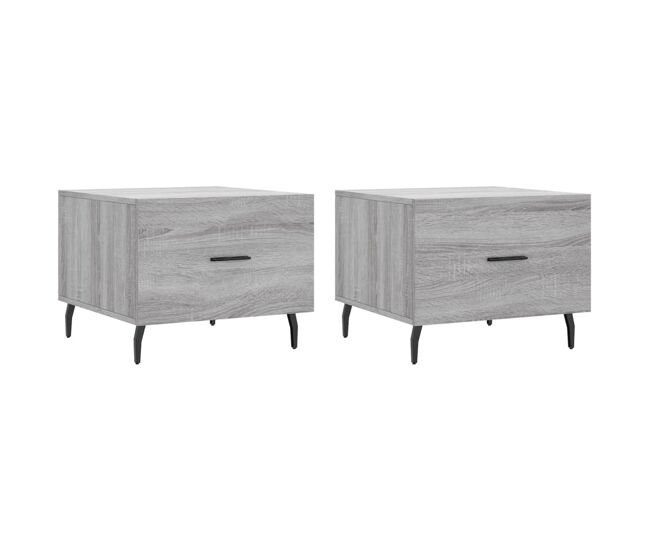 2pcs mesas de centro, mesas baixas 50x50x40 cm madeira proc. sonoma cinza
