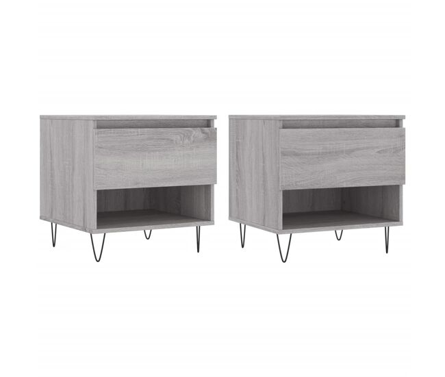 2pcs mesas de centro, mesas baixas 50x46x50cm deriv. madeira cinzento sonoma