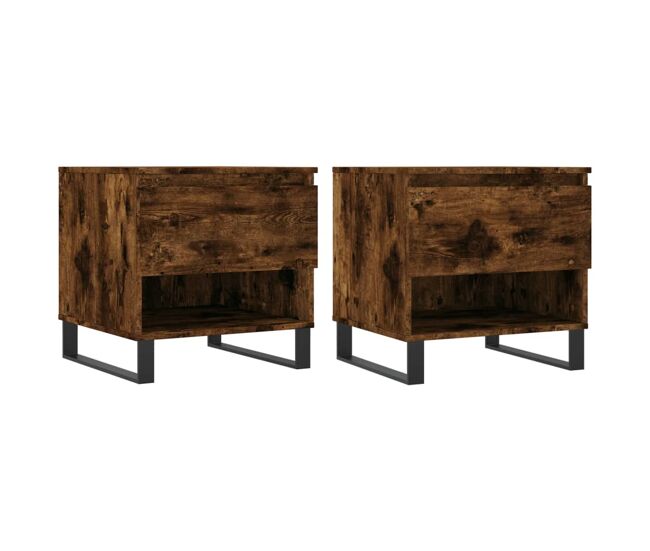 2pcs mesas de centro, mesas baixas 50x46x50cm deriv. madeira carvalho fumado