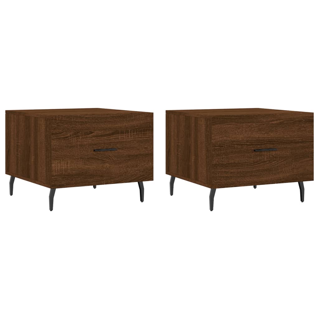 2pcs mesas de centro, mesas baixas 50x50x40 cm madeira proc. carvalho castanho