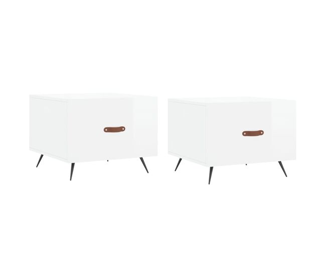 2pcs mesas de centro - mesas baixas 50x50x40 cm branco brilhante