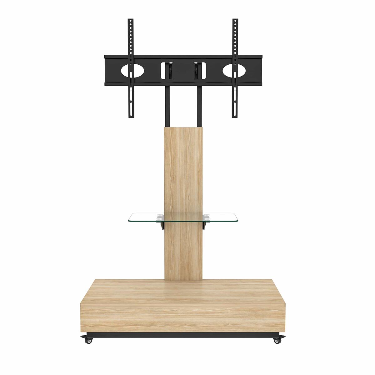 Móvel para televisão com gavetas 80 x 40 cm - suporte móvel ajustável para televisões de 32 a 75 polegadas - madeira natural