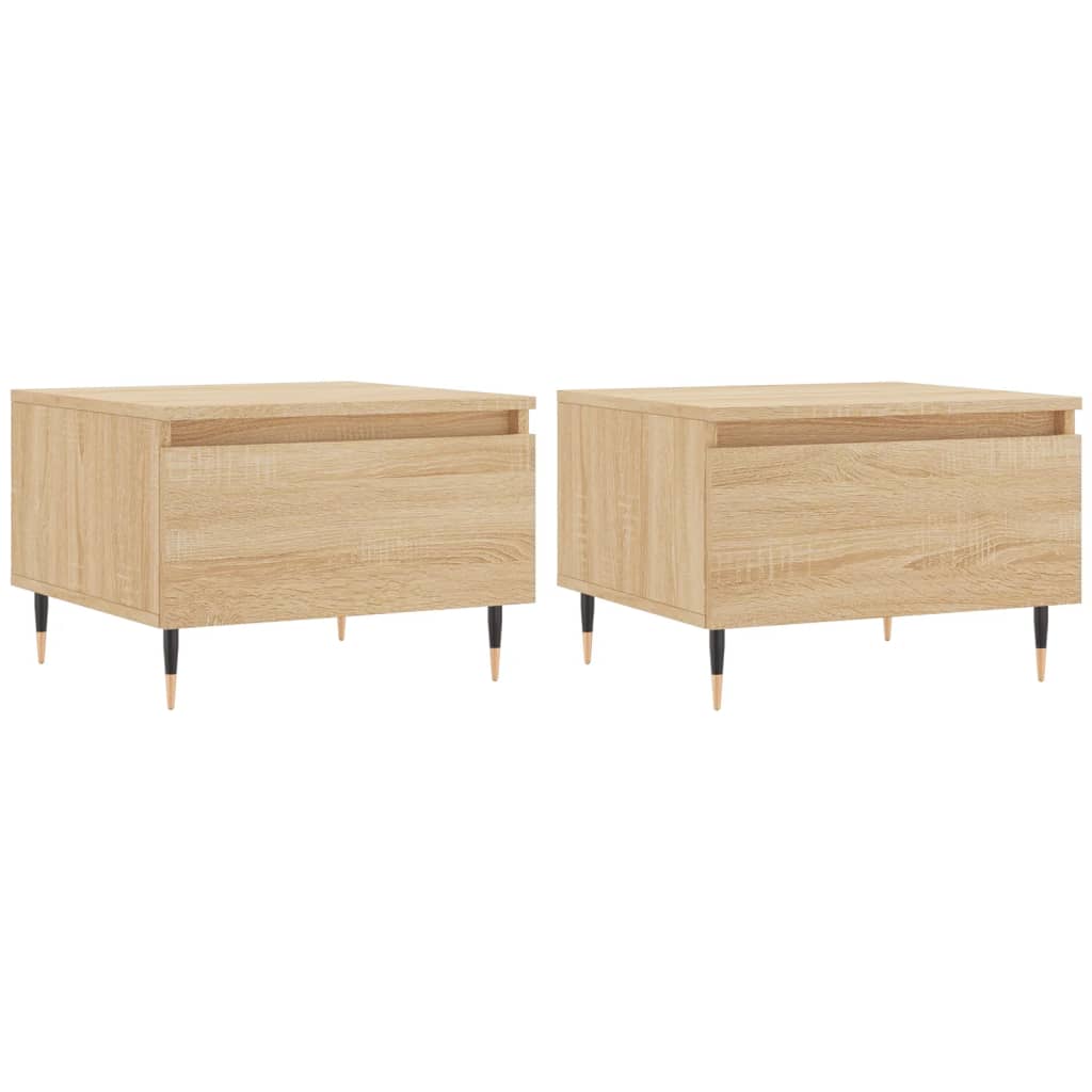 2pcs mesas de centro, mesas baixas 50x46x35cm deriv. madeira carvalho sonoma