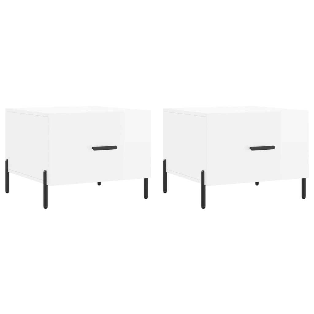 2pcs mesas de centro - mesas baixas 50x50x40 cm branco brilhante