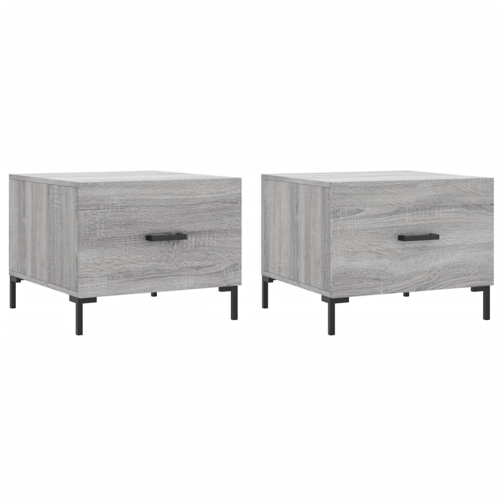 2pcs mesas de centro, mesas baixas 50x50x40 cm madeira proc. sonoma cinza