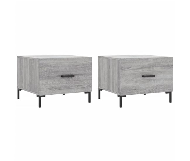 2pcs mesas de centro, mesas baixas 50x50x40 cm madeira proc. sonoma cinza