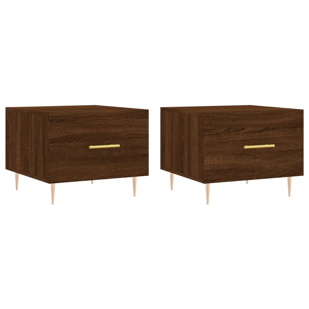 2pcs mesas de centro, mesas baixas 50x50x40 cm madeira proc. carvalho castanho