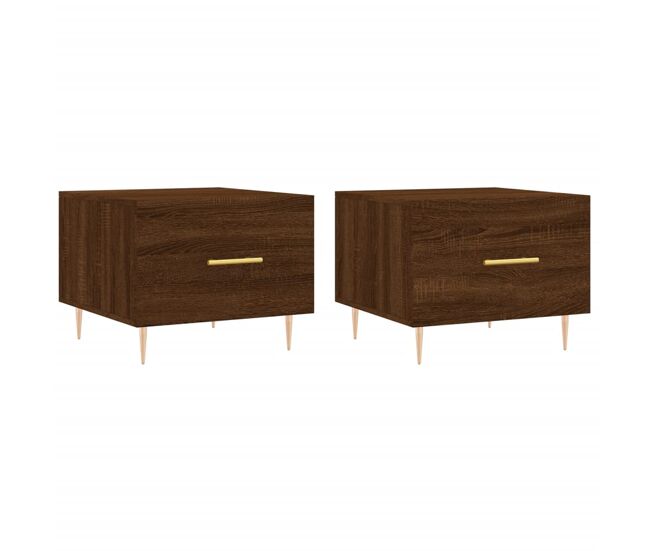 2pcs mesas de centro, mesas baixas 50x50x40 cm madeira proc. carvalho castanho