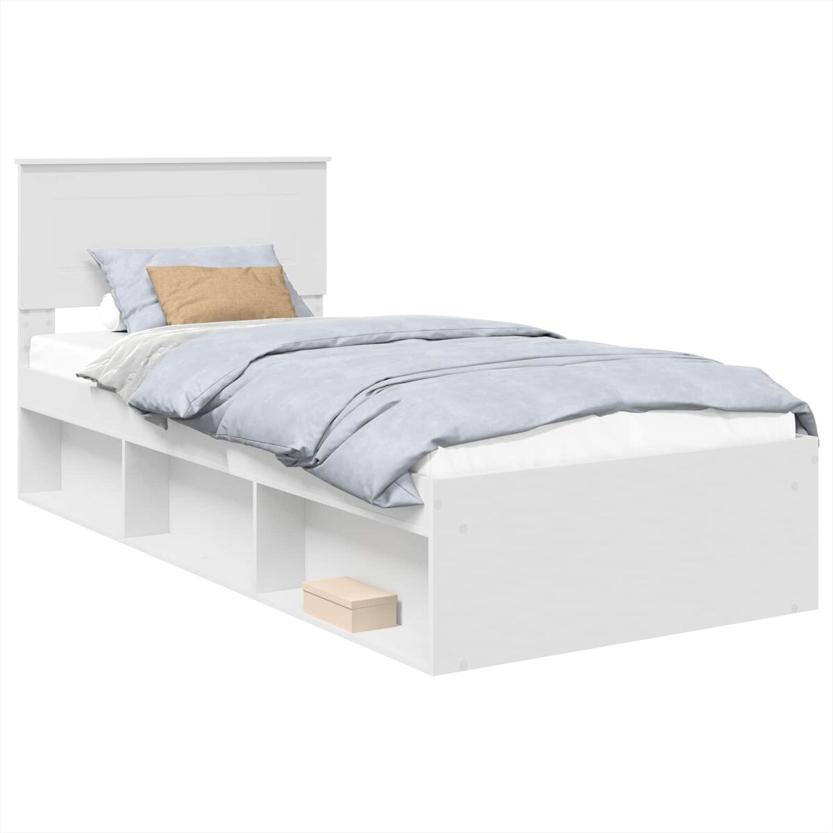 Estrutura de cama de solteiro para adultos - branco 90 x 190 cm madeira processada