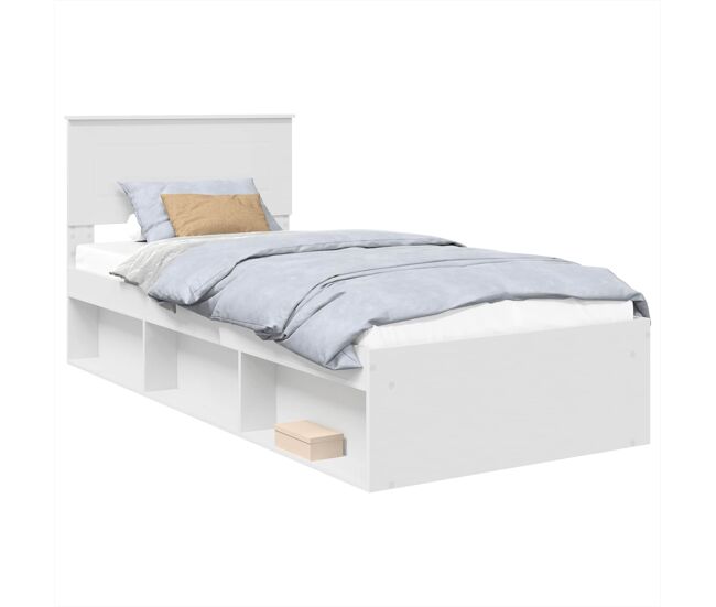 Estrutura de cama de solteiro para adultos - branco 90 x 190 cm madeira processada