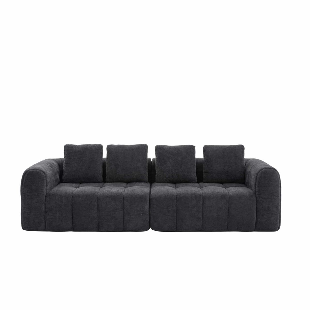 Sofá de canto modular 260 x 94,5 x 80 cm - 3 lugares, espuma de alta densidade, montagem livre, veludo com braços, assento profundo - cinza escuro