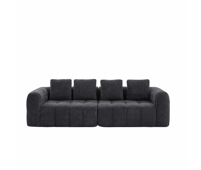 Sofá de canto modular 260 x 94,5 x 80 cm - 3 lugares, espuma de alta densidade, montagem livre, veludo com braços, assento profundo - gris escuro