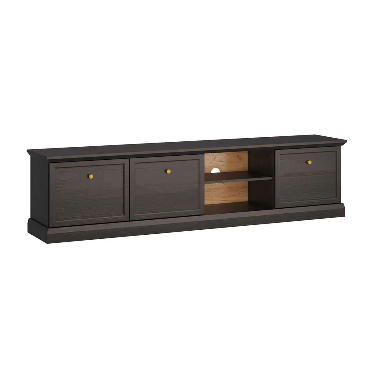 Móvel tv 3 portas 206 cm toja madeira antracite