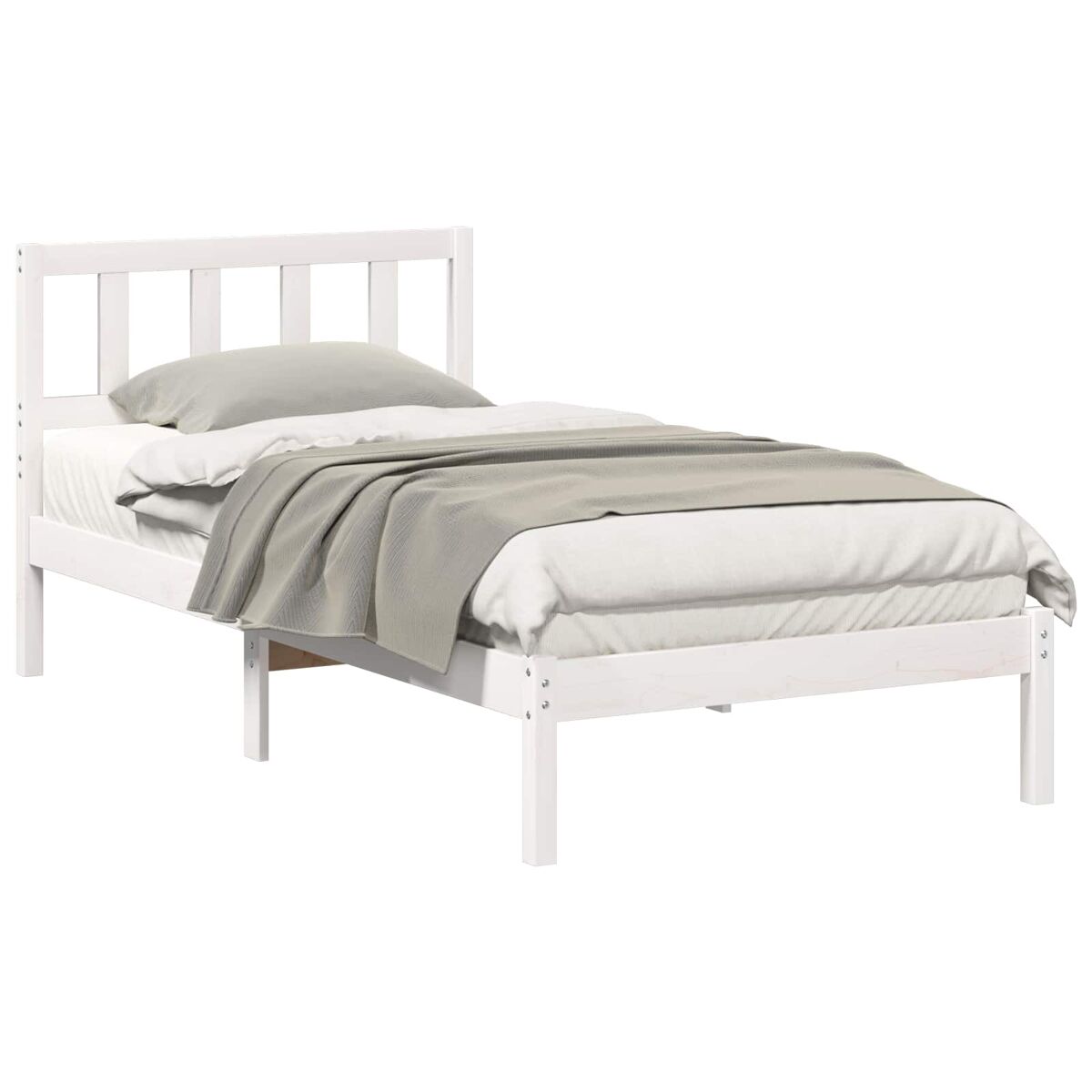 Estrutura de cama de solteiro para adultos - branco 90 x 190 cm madeira de pinheiro sólida