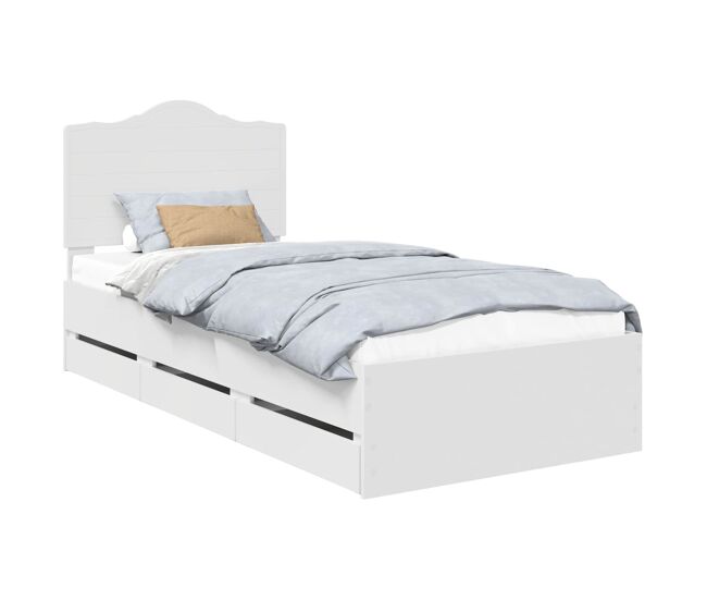 Estrutura de cama de solteiro para adultos branco 90 x 190 cm madeira de engenharia