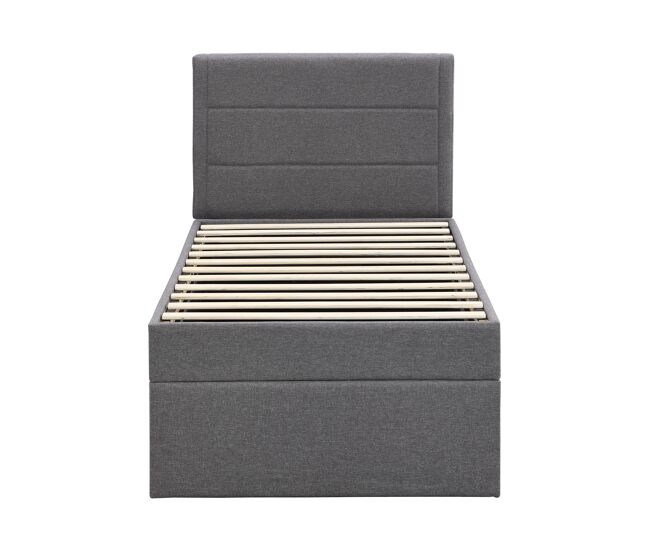 Cama articulada com estrado de ripas - 90x200 cm - tecido de linho - gris