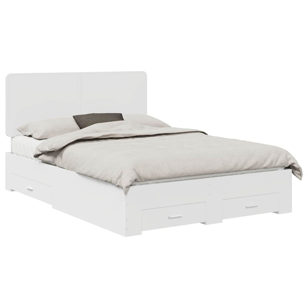 Estrutura de cama de casal moderno - branco 140 x 200 cm madeira processada