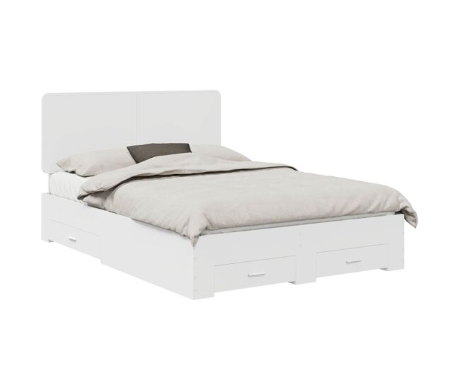 Estrutura de cama de casal moderno - branco 140 x 200 cm madeira processada