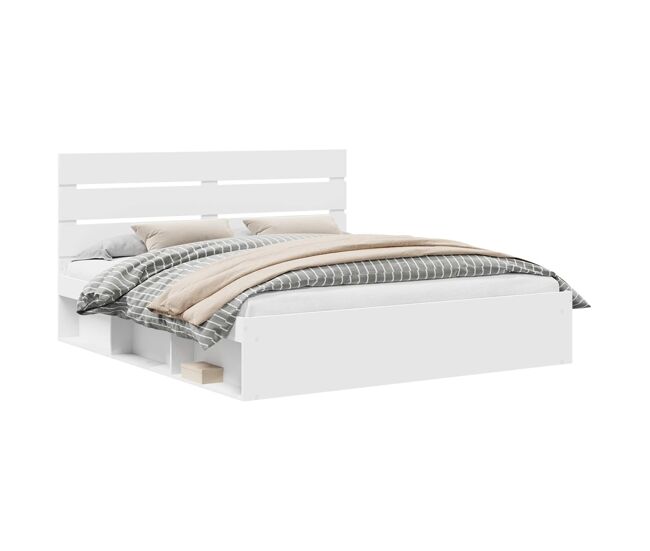 Estrutura de cama de casal com cabeceira king size - branco 200 x 200 cm