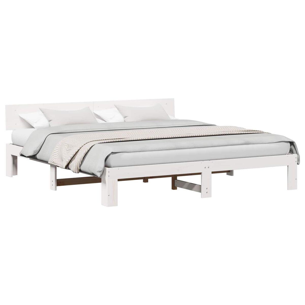 Estrutura de cama de casal com cabeceira king size - branco 200 x 200 cm