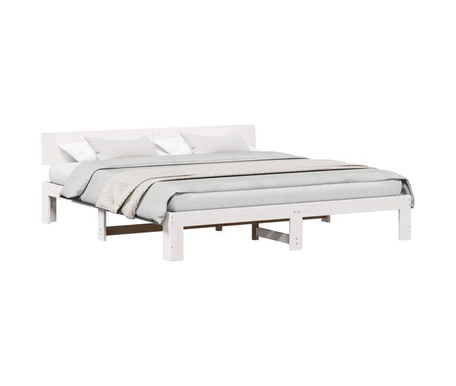 Estrutura de cama de casal com cabeceira king size - branco 200 x 200 cm