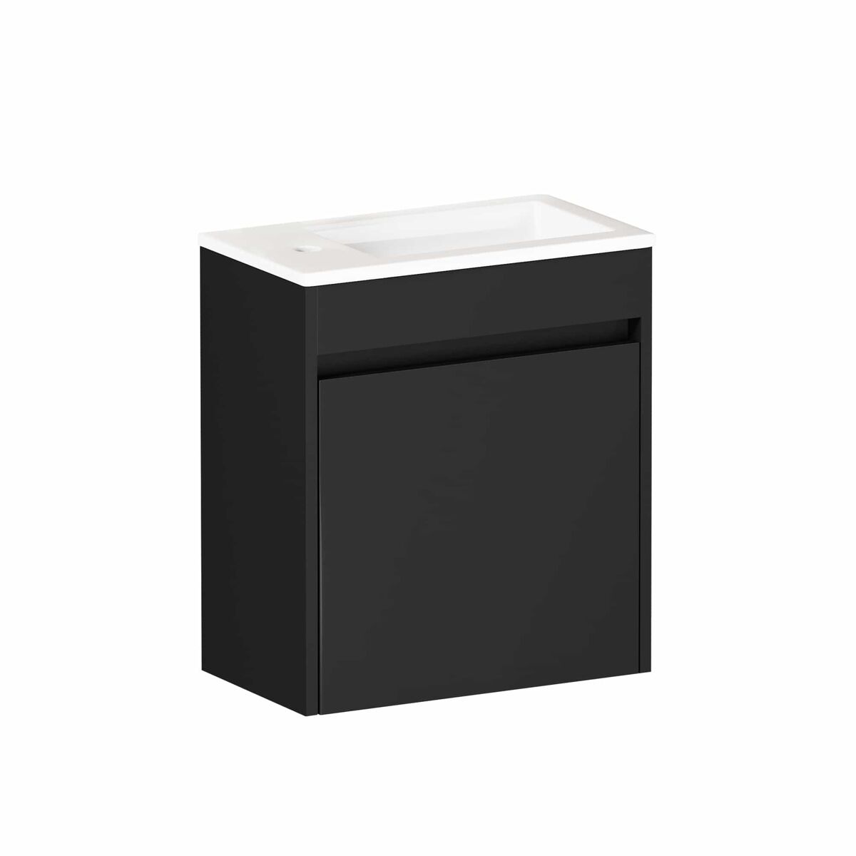 Móvel de casa de banho de 46 cm - amplo espaço de arrumação com porta com fecho suave - preto
