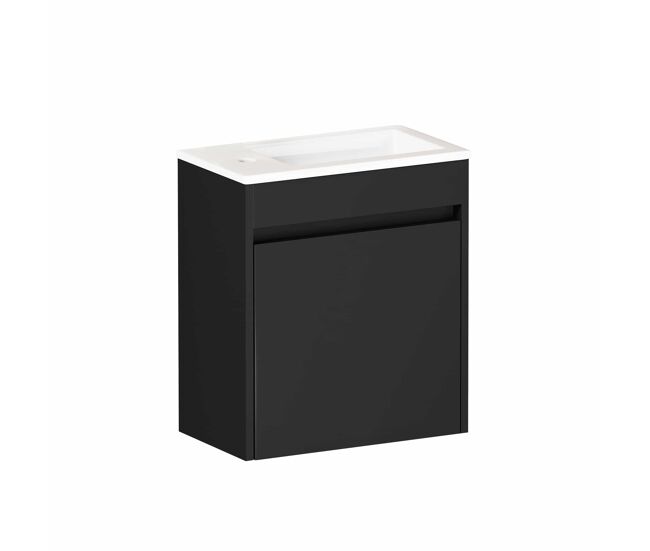 Móvel de casa de banho de 46 cm - amplo espaço de arrumação com porta com fecho suave - preto